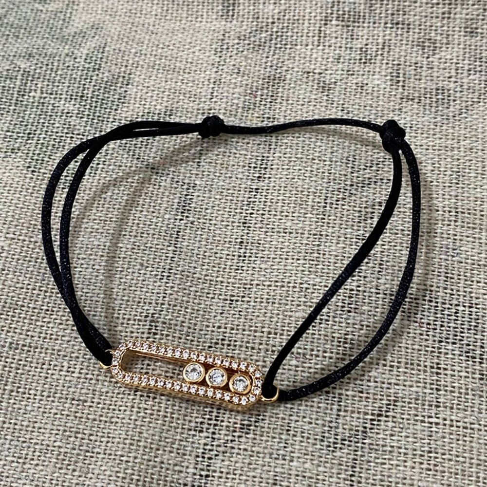 Messika Black Bracelet With Diamond Pendant